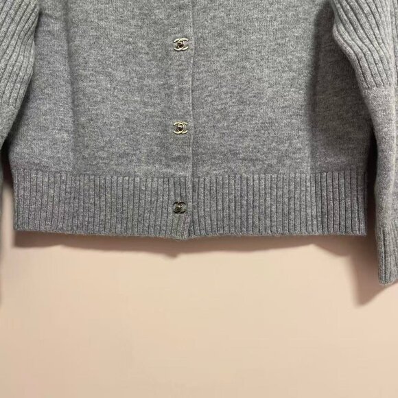 Chanel Gray Knit Cardigan - Picture 6 of 11